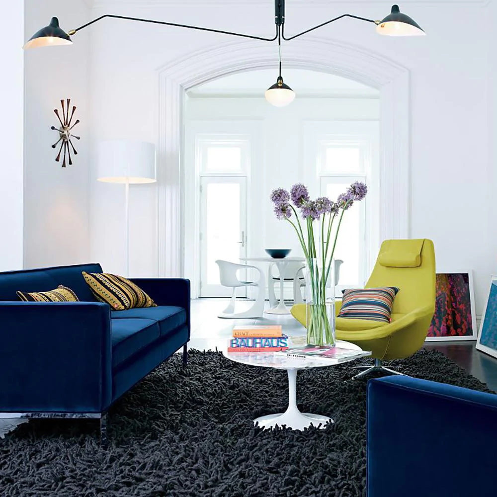 Verstelbare Spinlamp Multi-Arm Plafondlamp Industriële Design Messing Details Zwart Wit Scandinavisch Modern | Sansoti