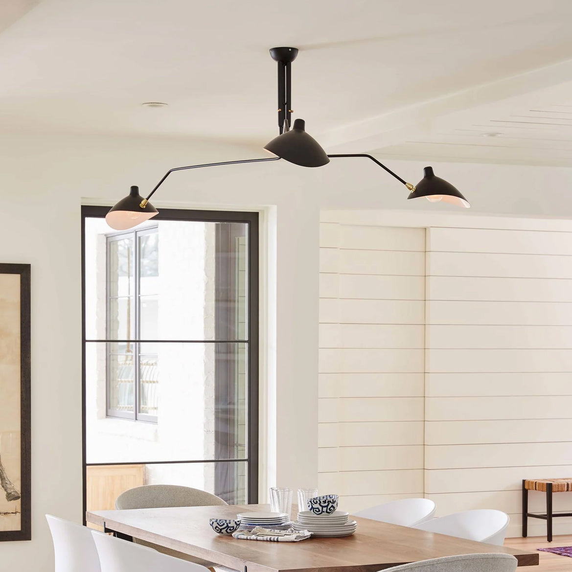 Plafondlamp Spider 3 Armen Mid-Century Modern Messing Verstelbaar Zwart Wit Grote Ruimte Restaurant Loft Stalen Armatuur Geïnspireerd Design | Sansoti