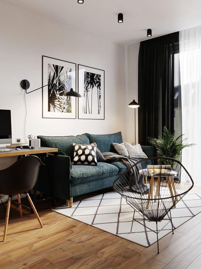 Industriële Vloerlamp Zwart Mat met Messing Accenten — Verstelbare Spot op Tripod Basis — E26/E27 fitting tot 40W — Scandinavisch Design voor Woonkamer & Leeshoek | Sansoti