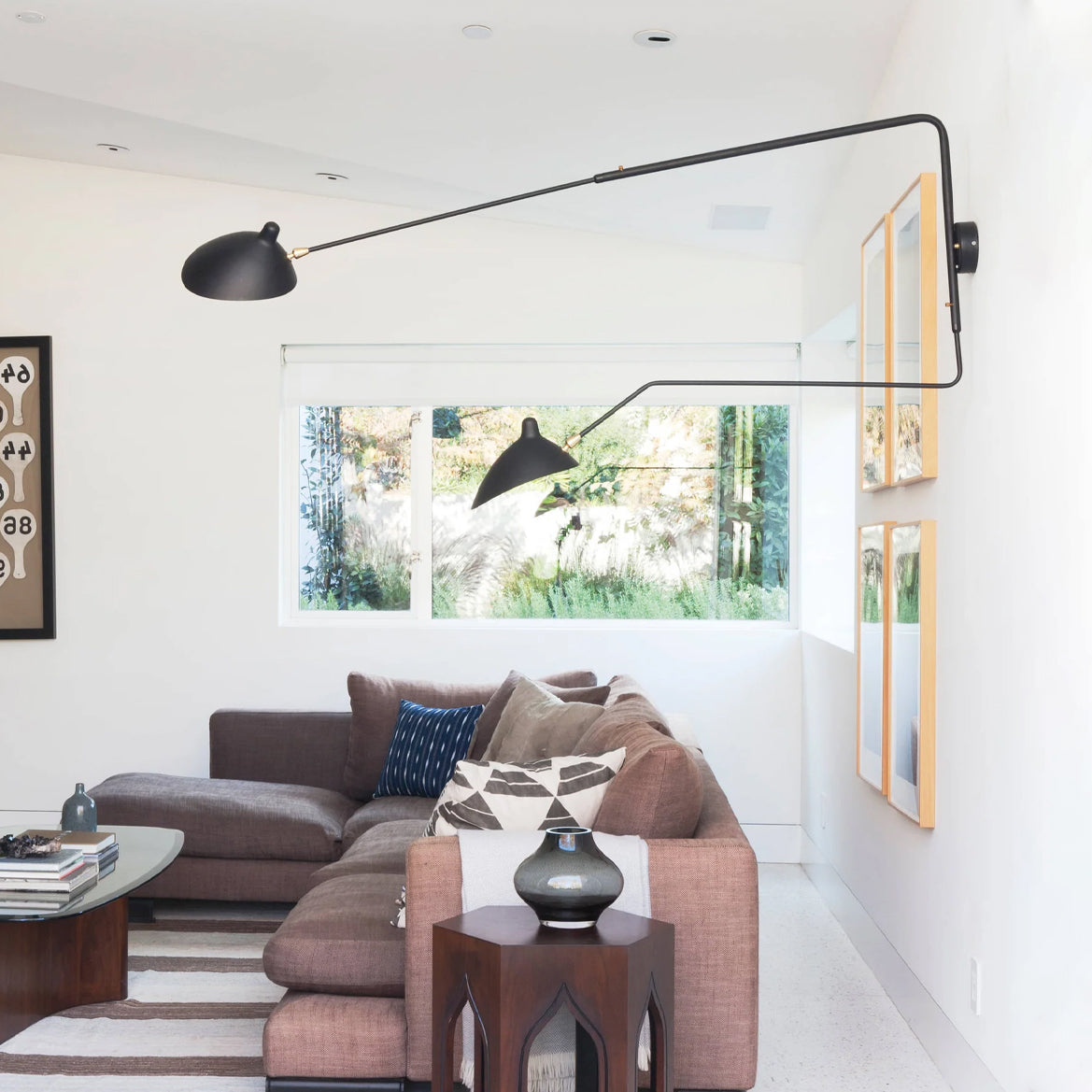 Wandlamp met verstelbare armen — industriële wandverlichting in aluminium en messing — vintage design — moderne wandlamp voor woonkamer slaapkamer | Sansoti