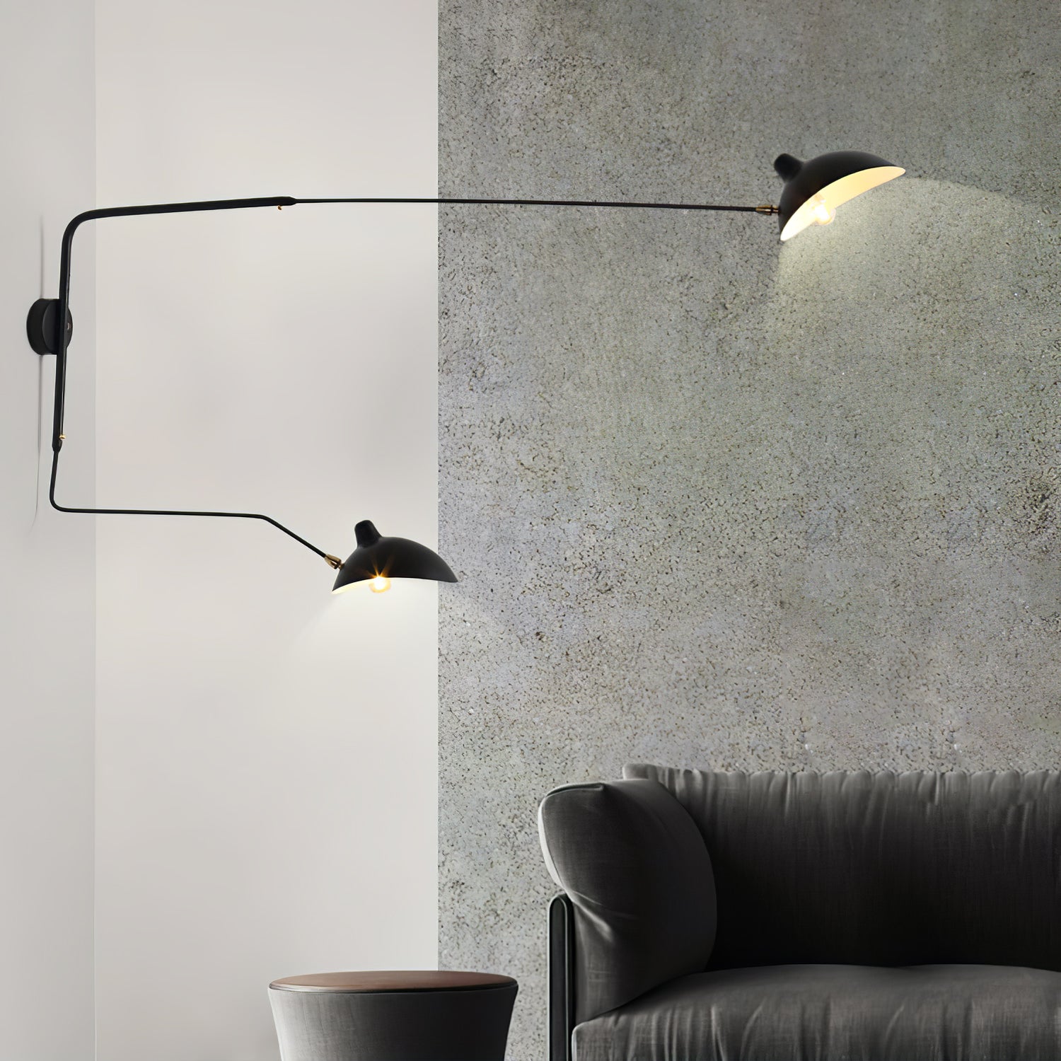 Wall Lamp with Adjustable Joint Arm Black Modern Design for Living Room Study Hallway | Sansoti