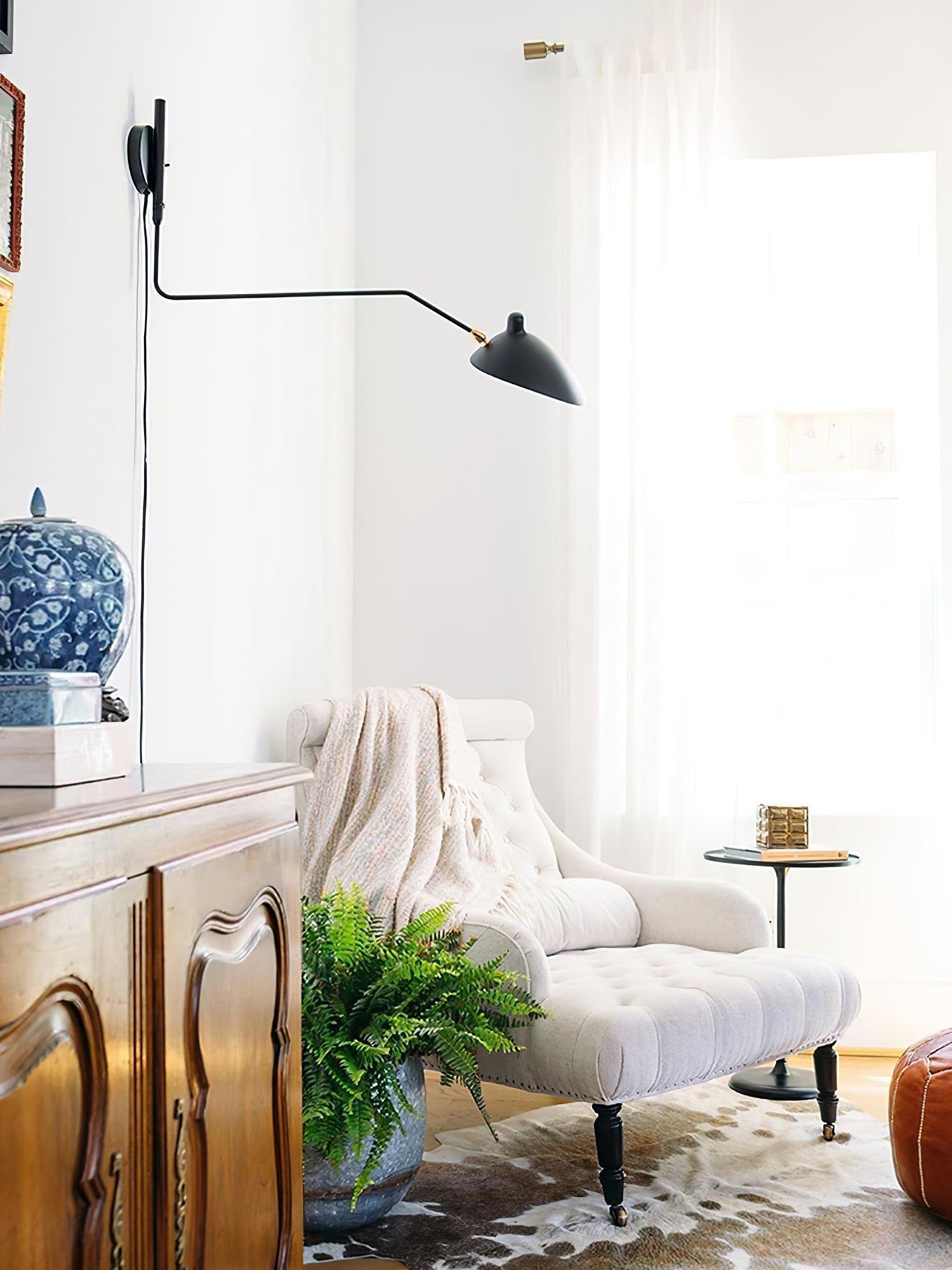 Wall Lamp with Adjustable Joint Arm Black Modern Design for Living Room Study Hallway | Sansoti