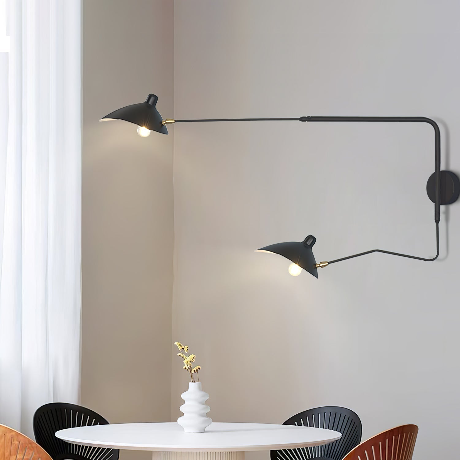 Wall Lamp with Adjustable Joint Arm Black Modern Design for Living Room Study Hallway | Sansoti