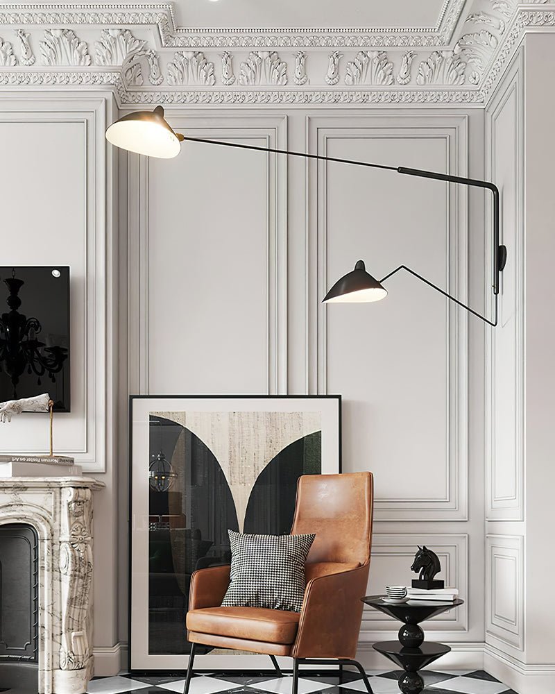 Wall Lamp with Adjustable Joint Arm Black Modern Design for Living Room Study Hallway | Sansoti
