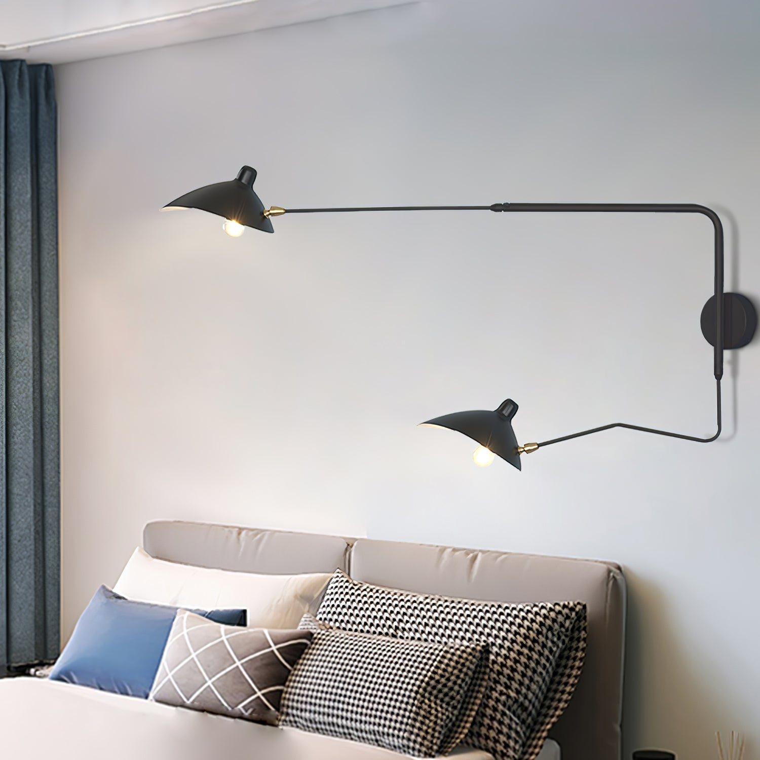 Wall Lamp with Adjustable Joint Arm Black Modern Design for Living Room Study Hallway | Sansoti