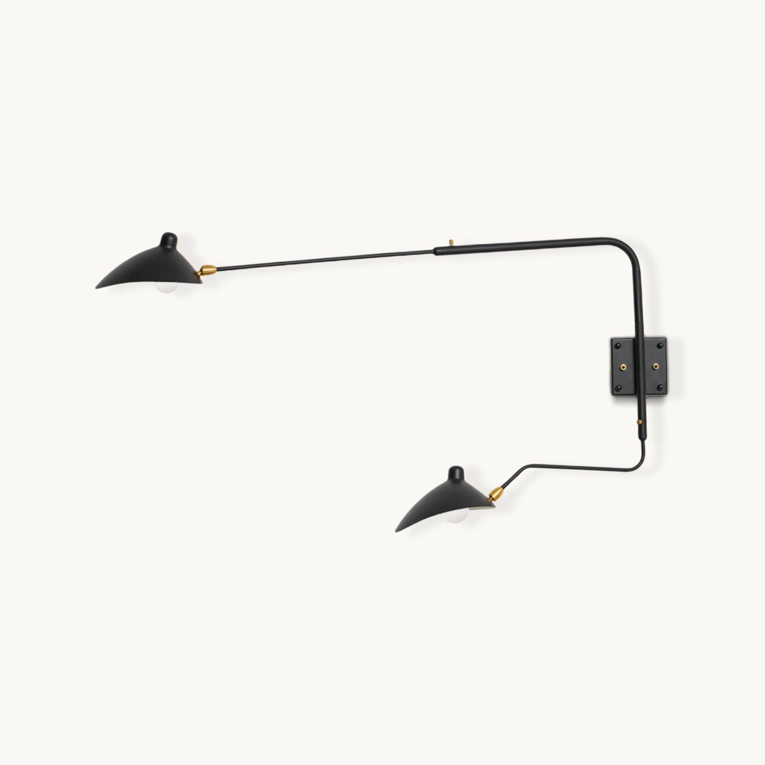 Wandlamp met verstelbare armen — industriële wandverlichting in aluminium en messing — vintage design — moderne wandlamp voor woonkamer slaapkamer | Sansoti