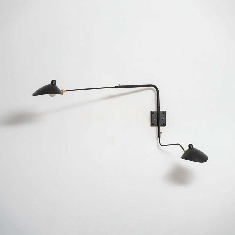 Wandlamp met verstelbare armen — industriële wandverlichting in aluminium en messing — vintage design — moderne wandlamp voor woonkamer slaapkamer | Sansoti