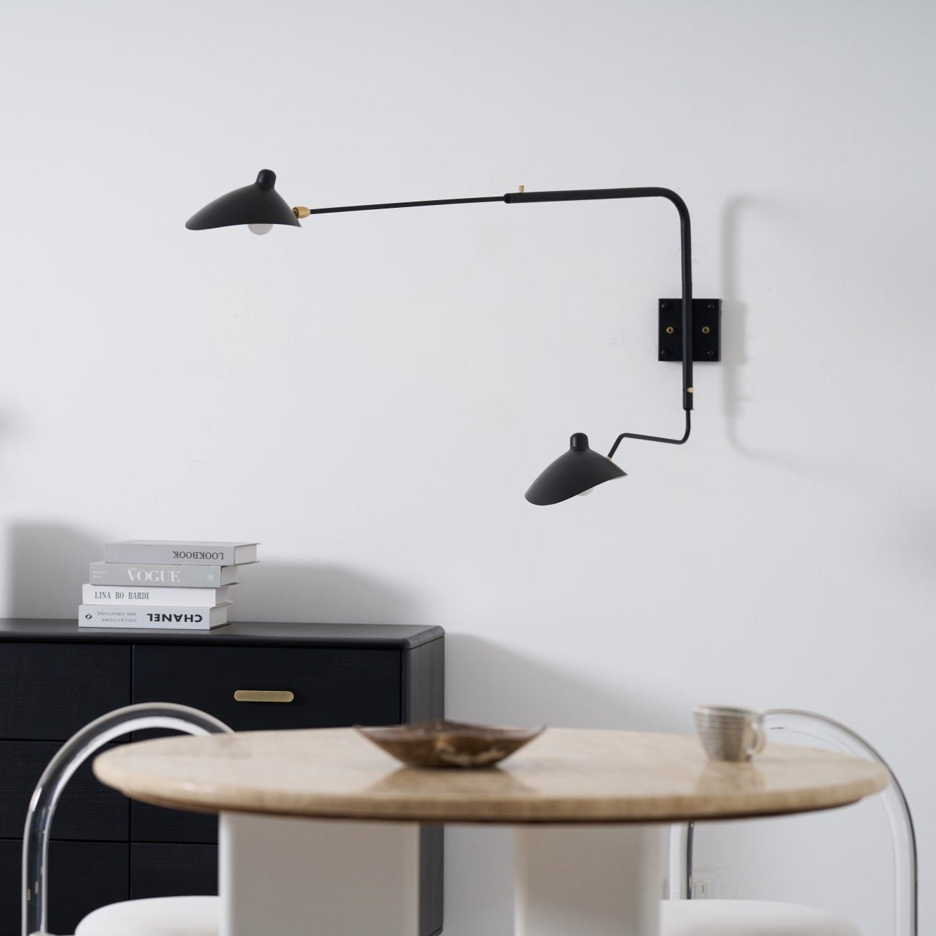 Wandlamp Verstelbaar Staal 1-Kops / 2-Kops 60-140 cm Modern Design Metaal Messing Chroom E26/E27 Fitting Instelbare Kap Richtbaar Licht Interieur | Sansoti