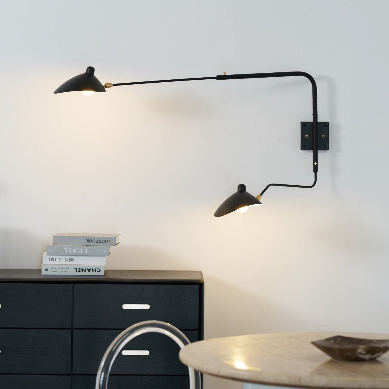 Wandlamp Verstelbaar Staal 1-Kops / 2-Kops 60-140 cm Modern Design Metaal Messing Chroom E26/E27 Fitting Instelbare Kap Richtbaar Licht Interieur | Sansoti