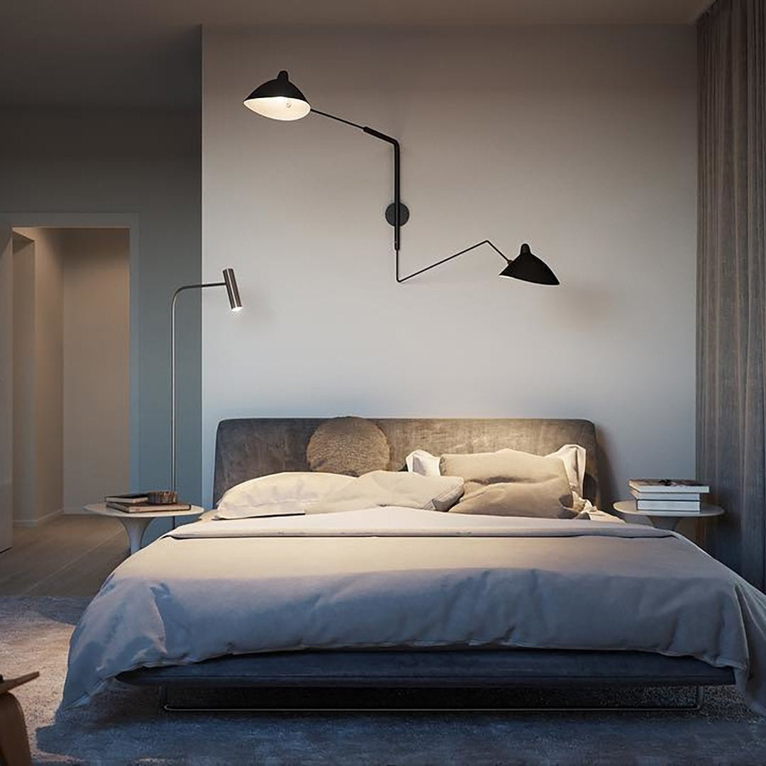 Wandlamp met verstelbare armen — industriële wandverlichting in aluminium en messing — vintage design — moderne wandlamp voor woonkamer slaapkamer | Sansoti