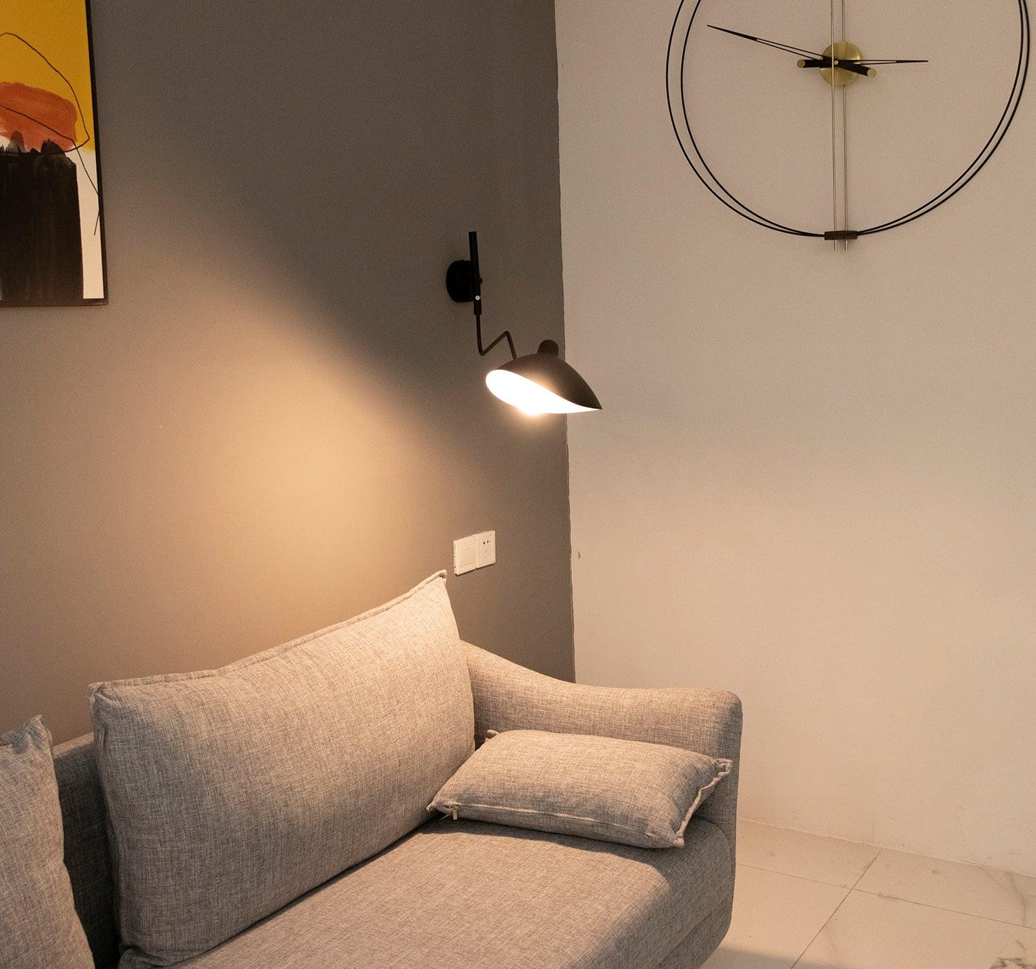 Wall Lamp with Adjustable Joint Arm Black Modern Design for Living Room Study Hallway | Sansoti