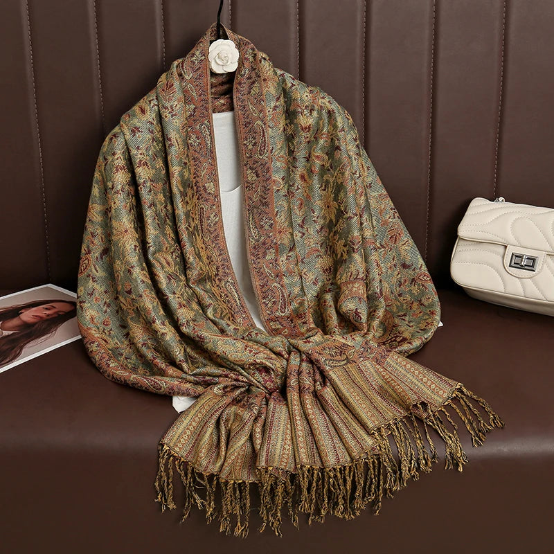 Pashmina Wrap Cashmere-look Women's 70x190cm Soft Winter Scarf Four Seasons Warm Foulard Elegant Scarf | Sansoti