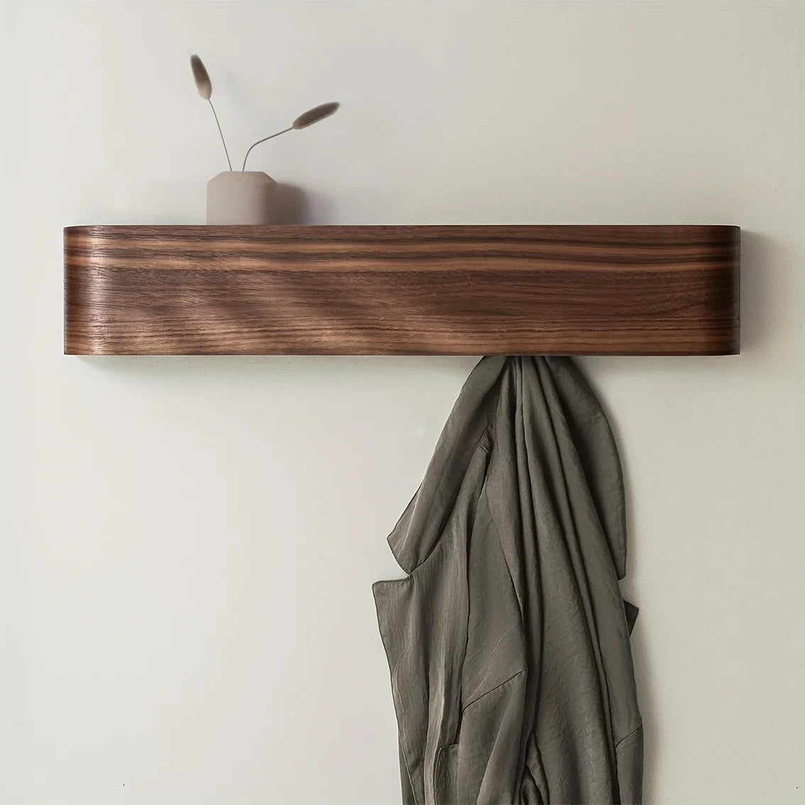 Houten Wandkapstok Met Verborgen Haken En Plank 53cm Modern | Sansoti