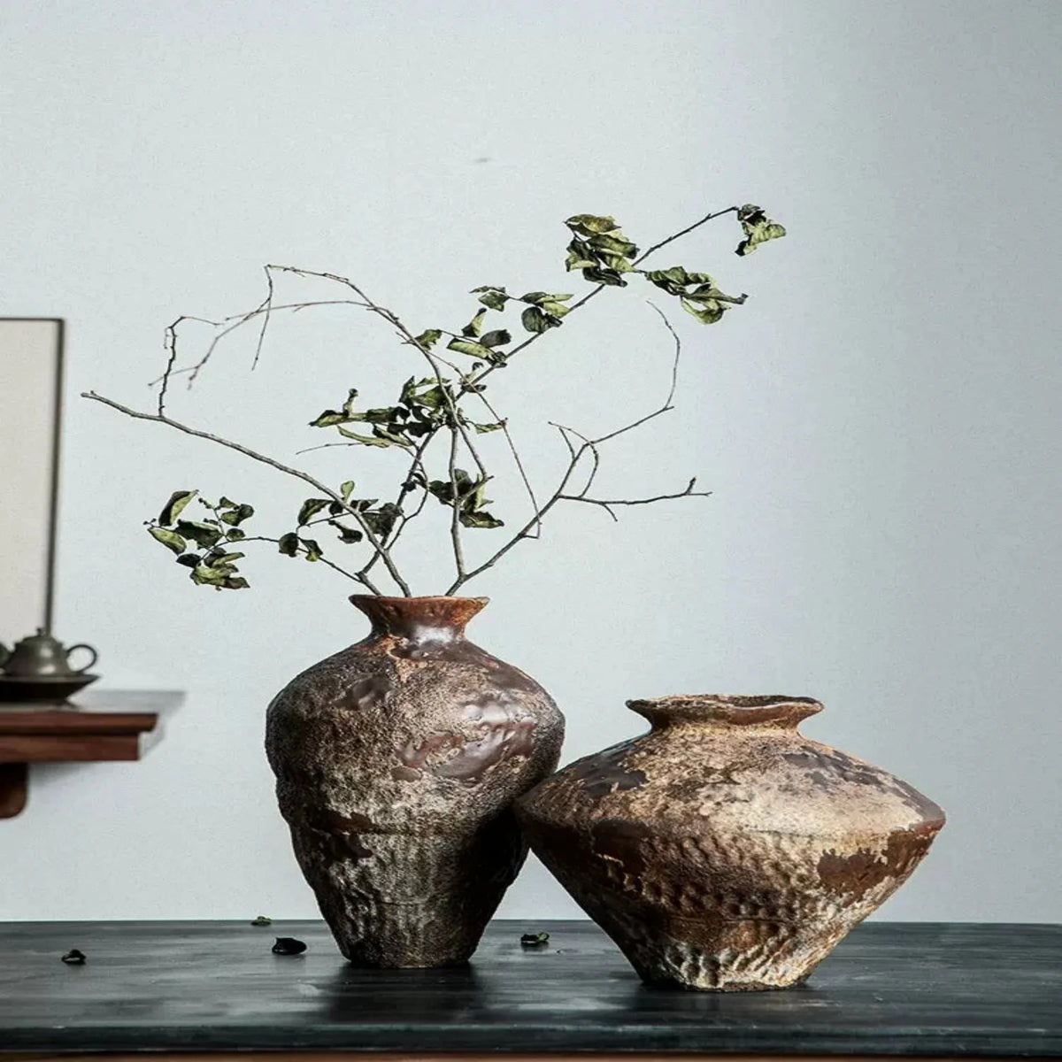 Rustic Handmade Ceramic Vase Vintage Country Style Decoration Natural Texture Living Room | Sansoti