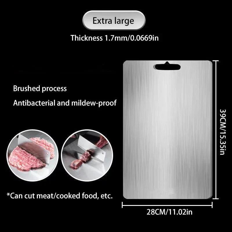 Tabla de cortar de acero inoxidable de doble cara, acero 316 apto para alimentos, higiénica, para cortar fruta, carne y verduras | Sansoti