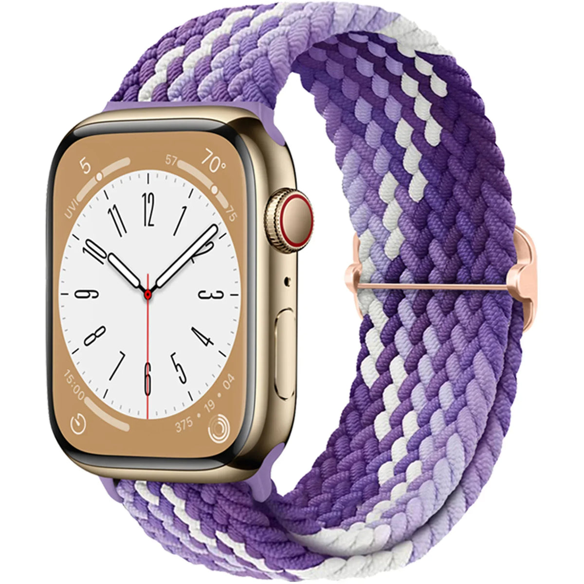 Elastisch gevlochten nylon smartwatch-bandje, 38–49 mm, verstelbaar en ademend, sportband voor Apple Watch | Sansoti