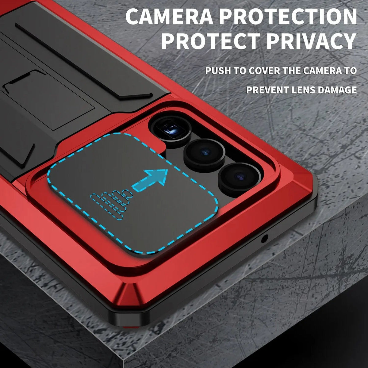 360° Aluminum TPU Shockproof Phone Case with Stand Kickstand Wireless Charging Protection | Sansoti