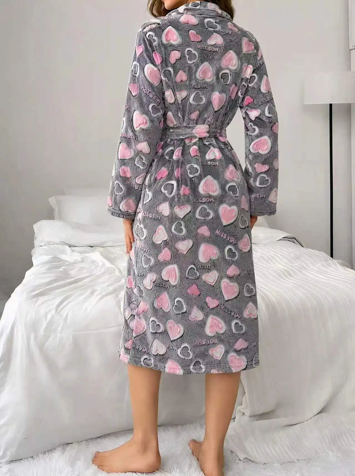 Flanellen Badjas Dames Lang Zacht Warm Winter Ochtendjas met Ceintuur Loungewear Huisjas Badkamer Comfort | Sansoti