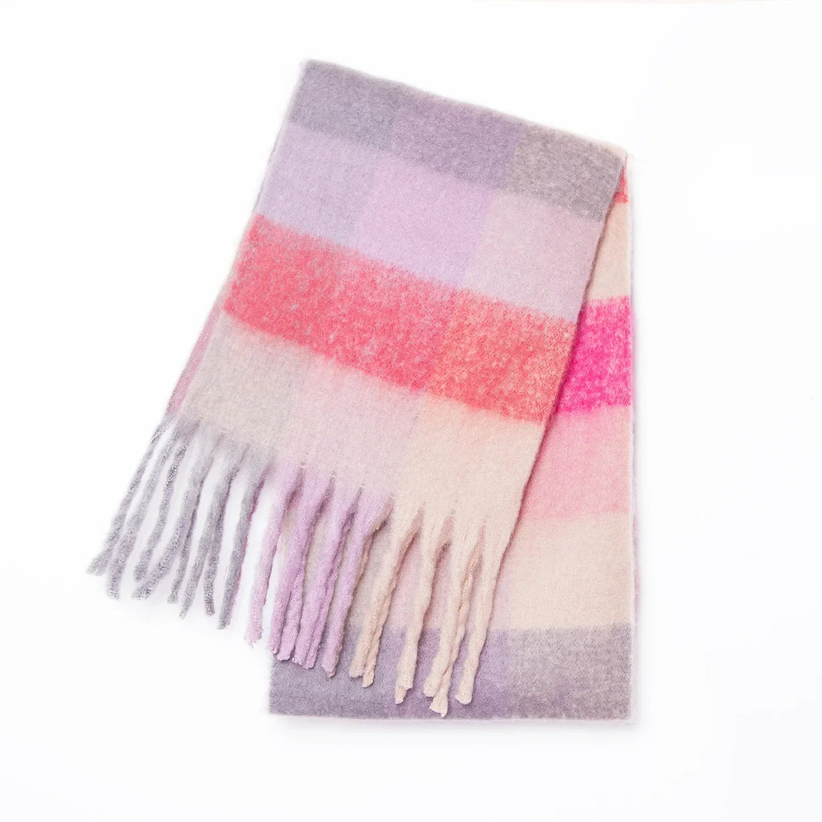 Gestreifter Winterschal im Kaschmir-Stil 38x230cm Halstuch Lila Beige Grün Rosa Damen Warmer Schal Modeaccessoire | Sansoti