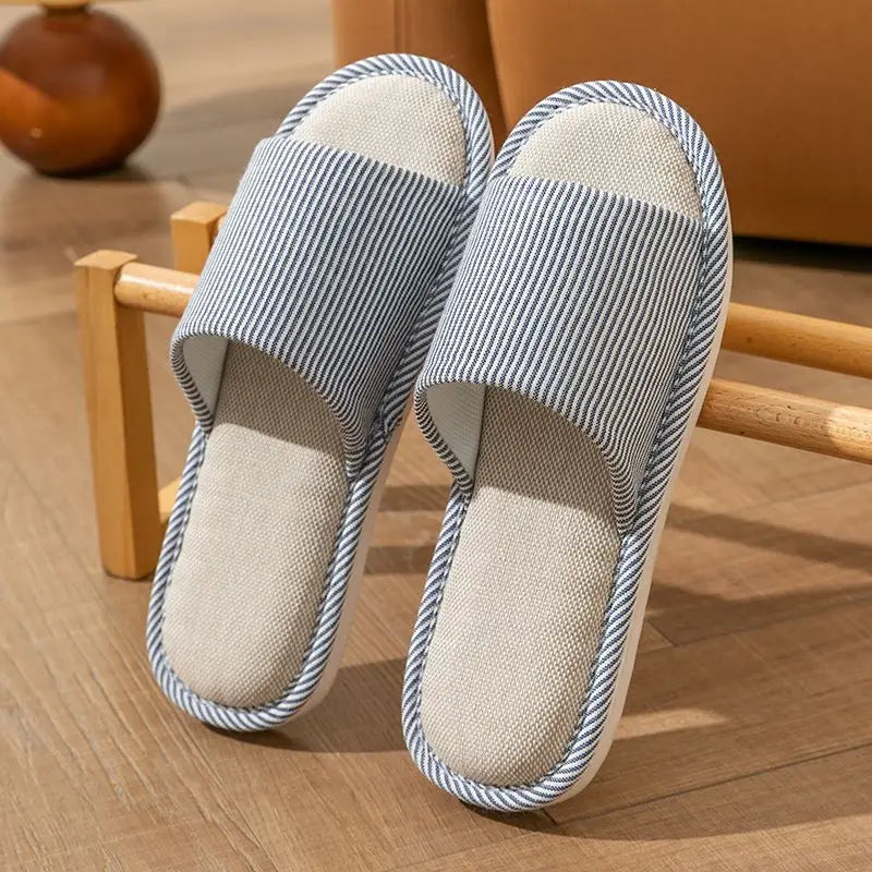 Linnen Huisslippers Unisex Lichtgewicht Indoor Open Zool Ademend Comfortabel Pantoffels Vier Seizoenen | Sansoti
