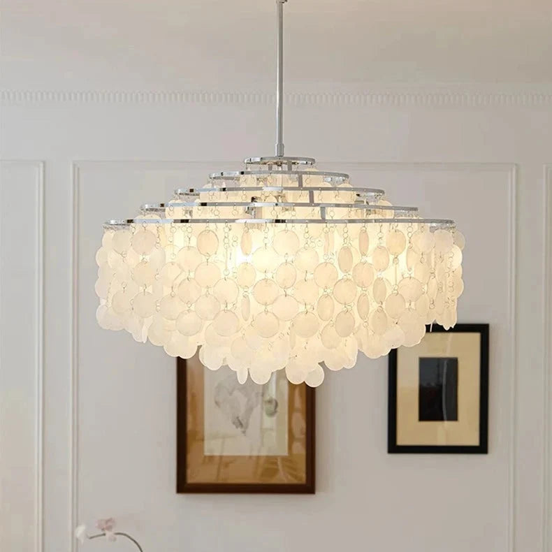 Runder Muschel-Kronleuchter Gold Silber LED Wohnzimmer Esszimmer Schlafzimmer Hotellobby Treppenhaus Salon | Sansoti