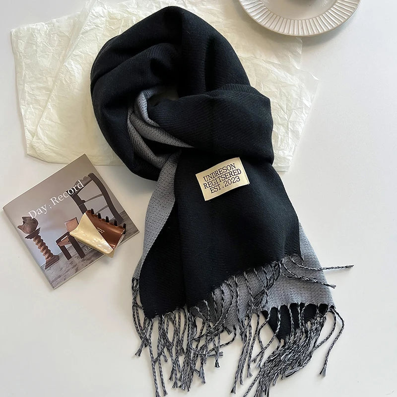 Oblong Cashmere-Blend Winter Scarf Unisex 68x200cm Black Red Blue Warm Soft Elegant Winter Accessory | Sansoti