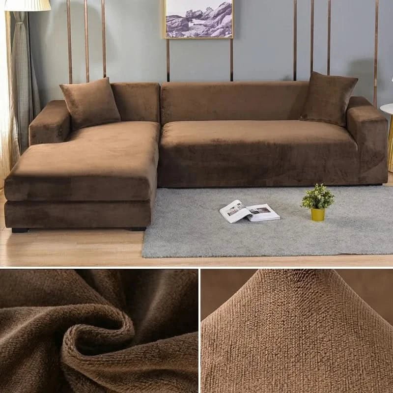 Housse de canapé en velours extensible élastique, protège-canapé antidérapante lavable pour canapé 1, 2 ou 3 places | Sansoti