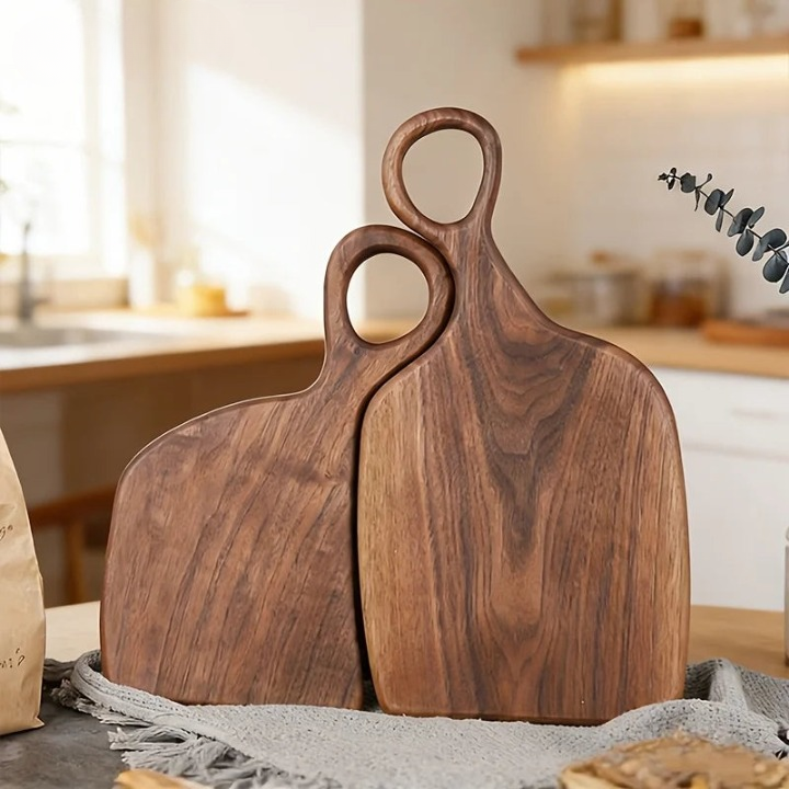Massief Houten Snijplank Set van 2 met Ophangoog – Walnoot 34 cm Keukenhulp Serveerplanken | Sansoti