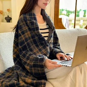 Omkeerbare Geruite Plaid Kasjmierlook Polyester Zachte Deken voor Bank Bed Reizen Sjaal Herfst Winter Thuis | Sansoti
