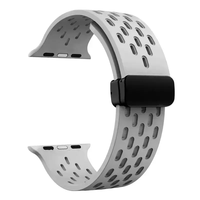 Atmungsaktives Silikonarmband für Smartwatches, magnetisch, 38–49 mm, verstellbar, Armband für Sport, aktive Freizeit und den täglichen Gebrauch | Sansoti