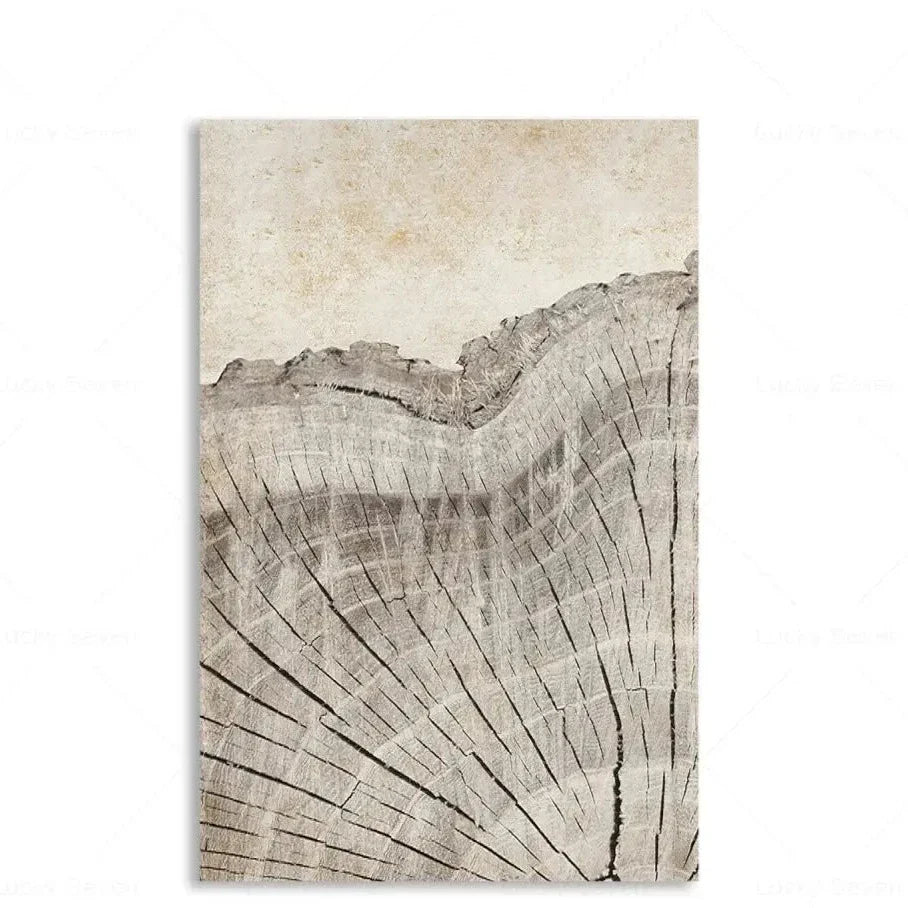 Abstract Canvas Schilderij met Boomringen Patroon - Moderne Wanddecoratie - Natuurlijke Kunst voor Woonkamer en Slaapkamer | Sansoti
