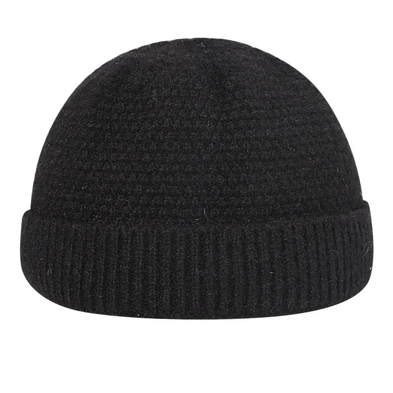 Gestrickte Mütze Winterhut aus Baumwolle, lässige Beanie, Kappenmütze im Hip-Hop-Stil, Outdoor-Unisex-Warmkopfbedeckung | Sansoti