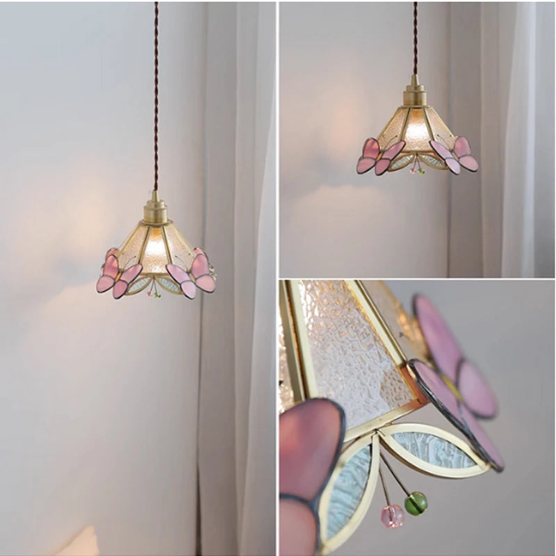 Suspension Tiffany Verre Coloré Cuivre E27 Salon Salle à Manger Chambre Vintage Rétro Lampe Suspendue Éclairage d'Ambiance Cuisine Couloir | Restfield