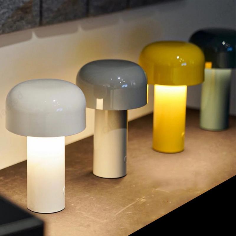 Pilz-Tischleuchte, LED, wiederaufladbar, Touch-Dimmung, Stimmungsleuchte, modernes Design, dekorative Beleuchtung, kabellos | Sansoti