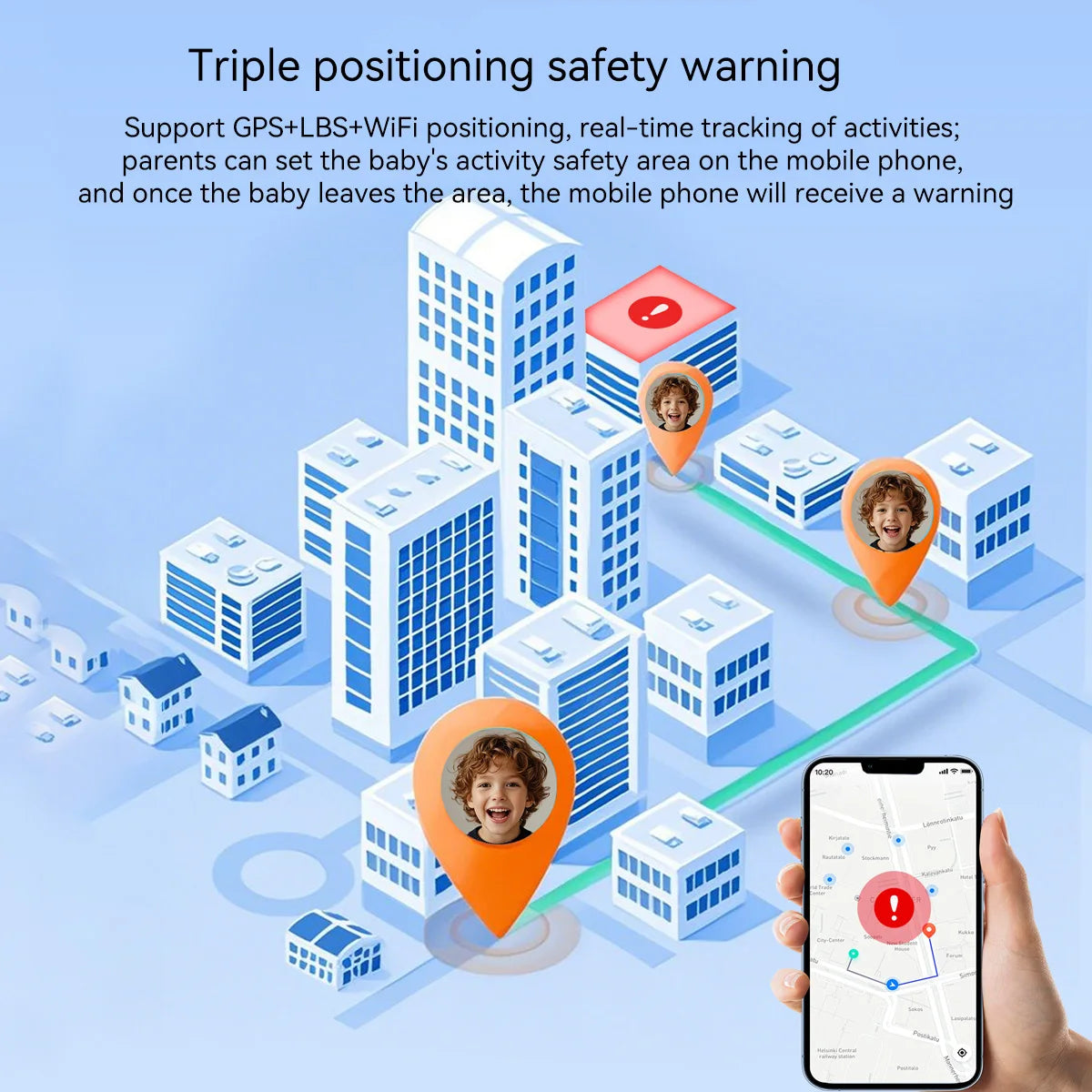 Children's smartwatch with GPS tracking, video calls, 4G, three-way positioning, flashlight, and water resistance | Sansoti
