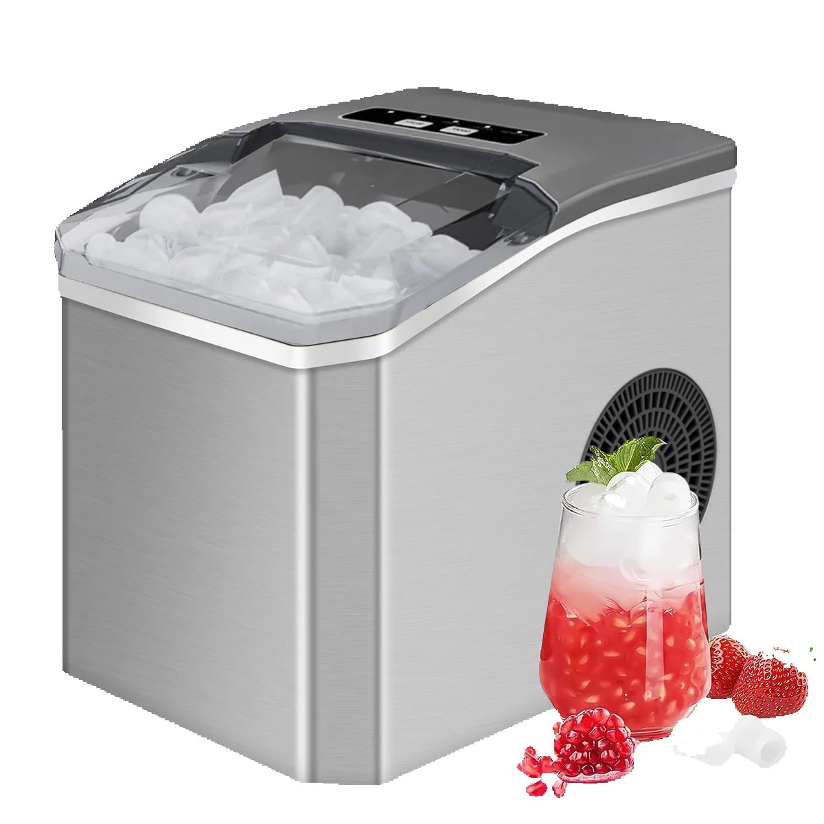 Eismaschine Automatisch Edelstahl 110W 15kg pro Tag Küche Bar Büro Selbstreinigend Eiswürfelmaschine 2 Größen Schnell 9 Würfel | Restfield