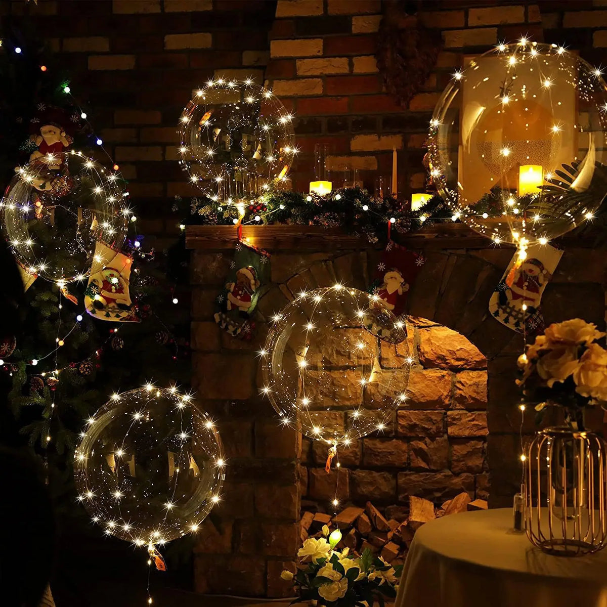 Transparent Light-Up Balloon Set 50cm with Warm White LED String Lights for Party Lighting and Atmospheric Decoration | Sansoti
