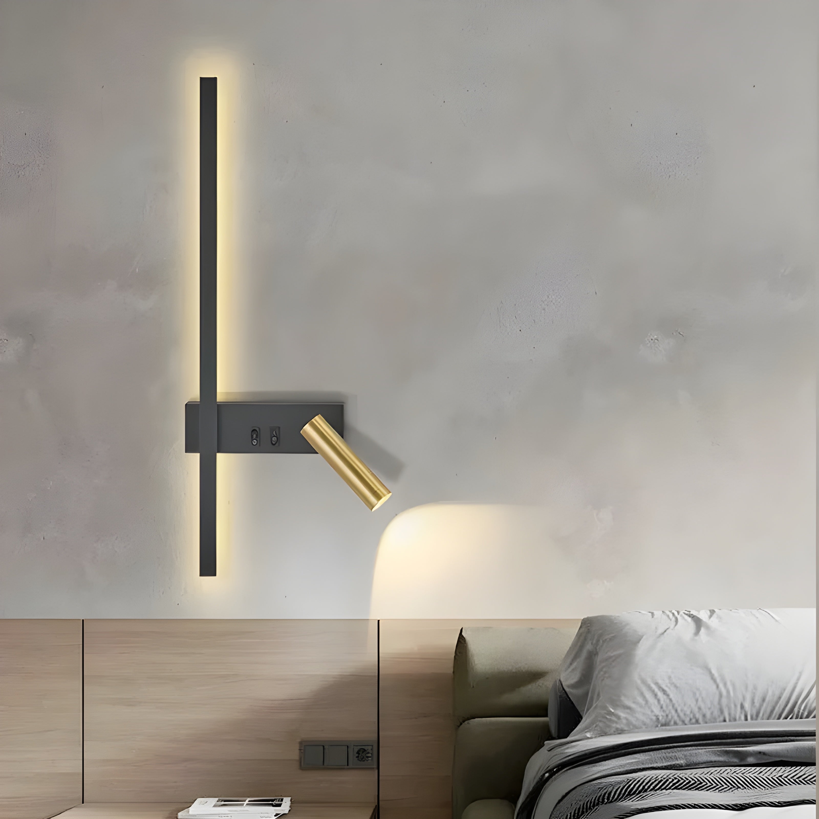 Wandlampe LED Schwarz Gold Mit Schalter Up Down Light | Restfield