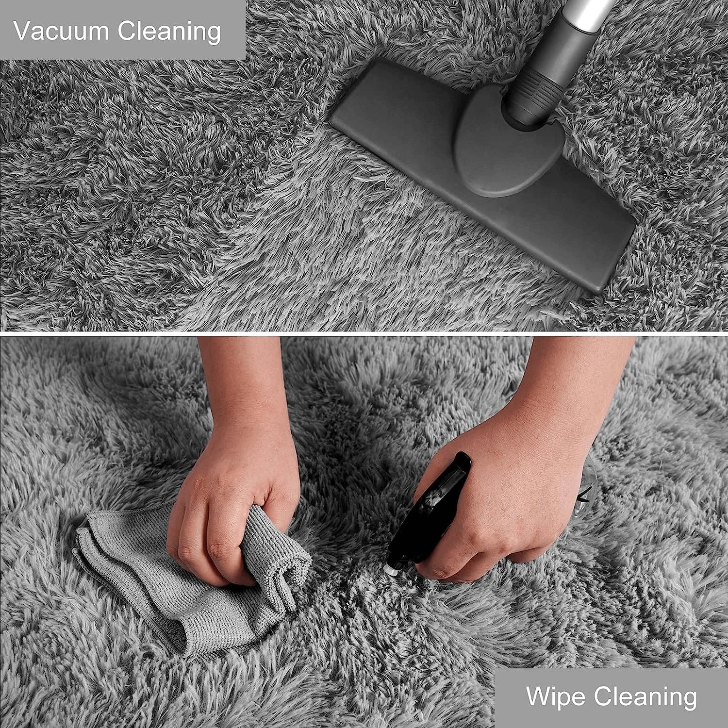Fluffy Vloerkleed Microvezel Antislip Grijs Wit Bruin Slaapkamer Woonkamer Pluizig Tapijt Nachtkastje Shaggy Zacht | Sansoti