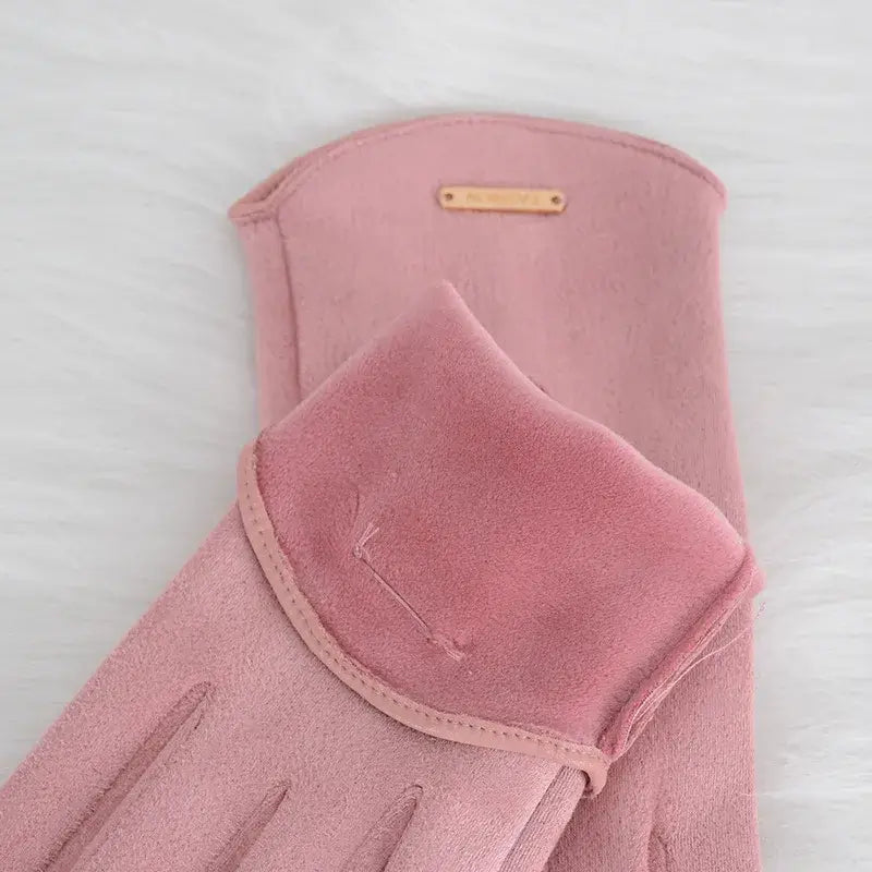 Wildleder-Winterhandschuhe Touchscreen Damen Herren Warm Winddicht Fahrhandschuhe Beige Schwarz Rosa Grau Winter | Sansoti