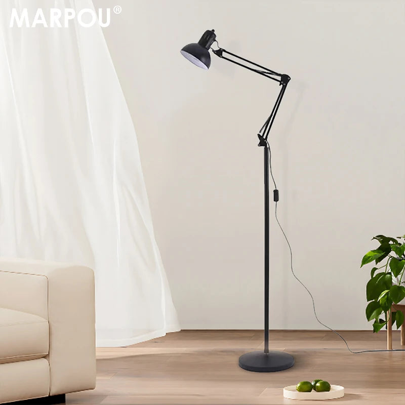 Lampadaire réglable avec lampe RGB Dimmable Lampe de lecture noire avec bras pivotant E27 | Restfield