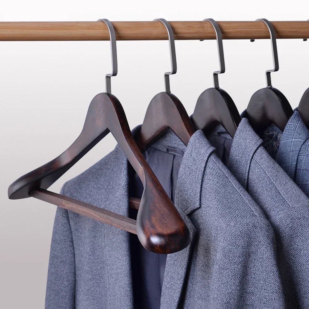 Kledinghangers Hout Metaal Donkerbruin Garderobe Kast Jas Hanger Set Luxe Kledinghanger Antislip Vormbehoud | Sansoti
