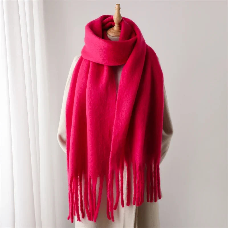 Luxe Wintersjaal met Grote Kwasten Dames 240x38cm Cashmere-Look Warme Halsdoek Stola voor Feestdagen Winter | Sansoti