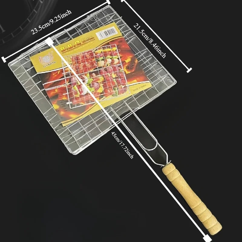 Inklapbare Grillmand Roestvrij Staal Antiaanbak BBQ Groente Vlees Vis Camping Barbecue Houtskool Grill | Sansoti