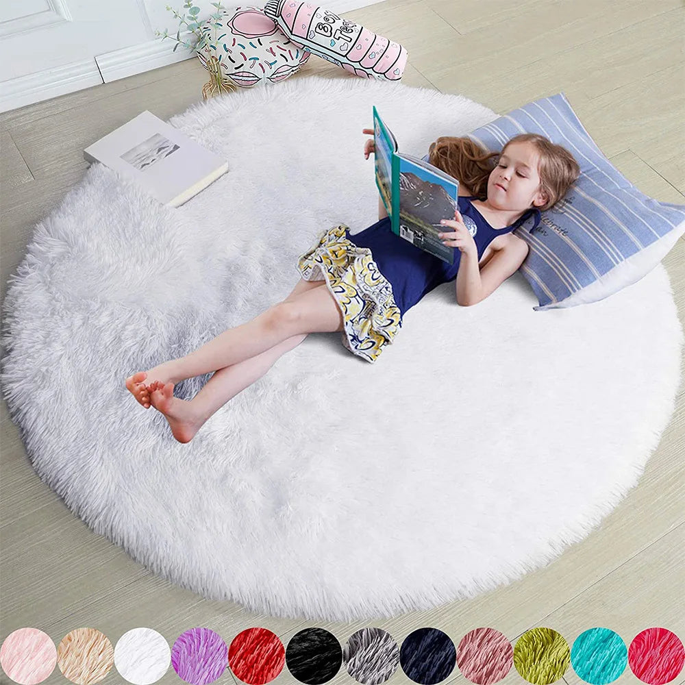 Teppich Kinderzimmer Rund Flauschig Weich 160cm Hochflor Teppich | Restfield