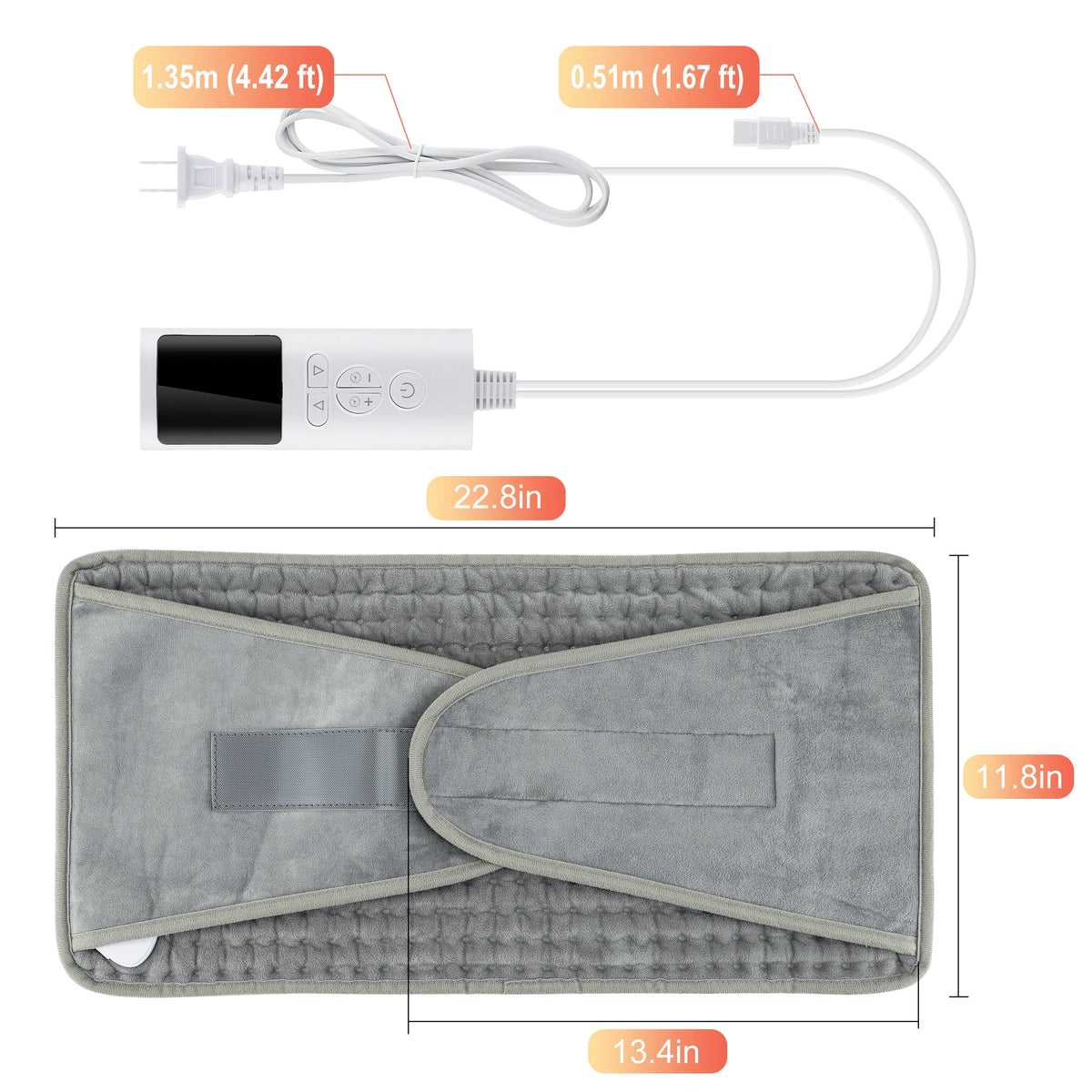 Electric Heating Pad with Adjustable Temperature and Timer for Back, Neck, Abdomen, Legs, Home or Office | Sansoti