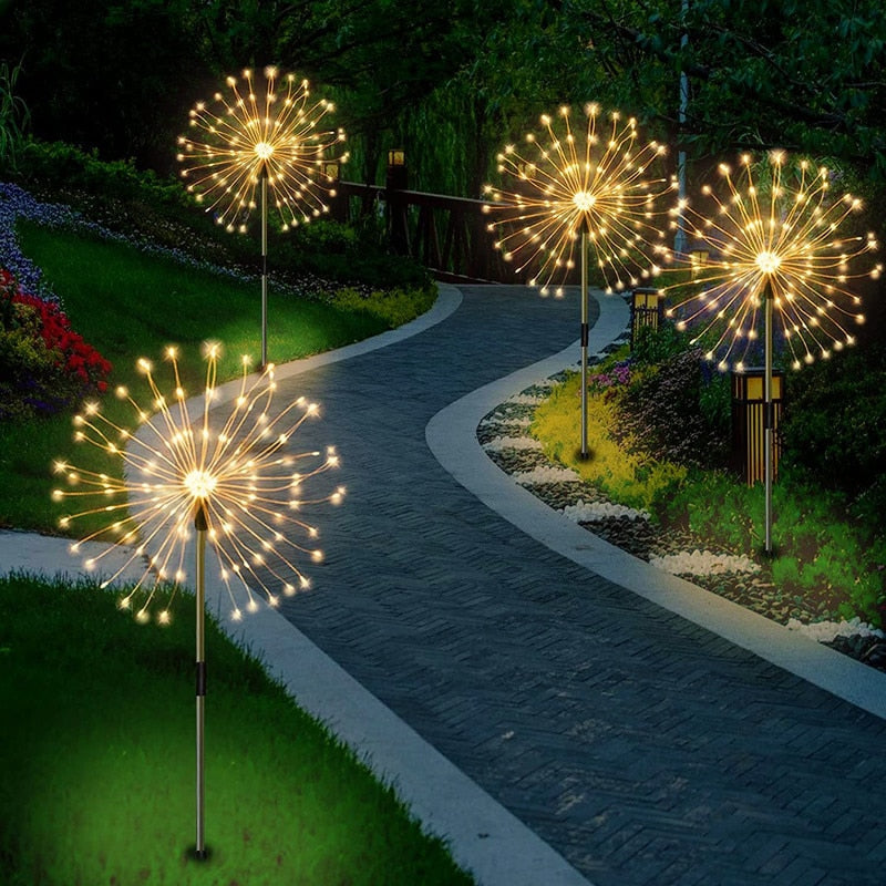 Zonnevuurwerk Tuinlamp 120 LED | Waterdicht IP65 | 8 Verlichtingsmodi | Sansoti