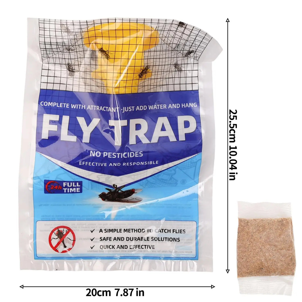 Piège à insectes suspendu pour l’extérieur avec appât naturel, piège à mouches jetable pour jardin, terrasse, balcon et camping | Sansoti