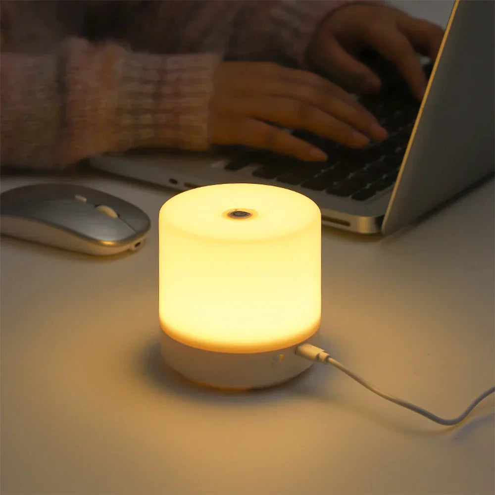 Nachtlamp LED USB 8.5cm Dimbaar ABS Wit Touch Bedlamp Slaapkamer Bureau Sfeerverlichting Compact Lampje | Sansoti