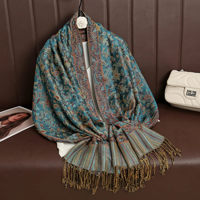 Pashmina Wrap Cashmere-look Women's 70x190cm Soft Winter Scarf Four Seasons Warm Foulard Elegant Scarf | Sansoti